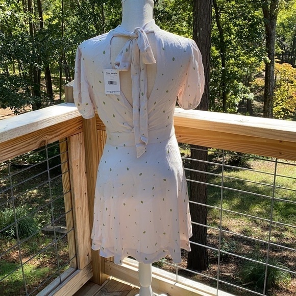 Free People Ivory Green Speckled Abbie Fit/Flare Dress 6 Wedding Graduation NWT - Picture 8 of 13